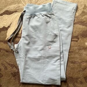Figs- Yola with yoga waistband skinny scrub pants - Dusty Blue size S